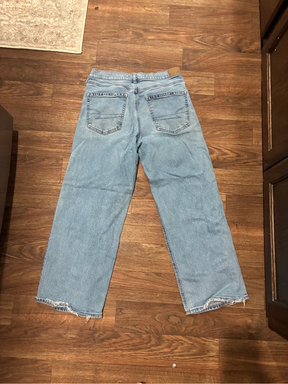 Light Blue Women's Straight Wide Leg Jeans - Picture 2 of 3